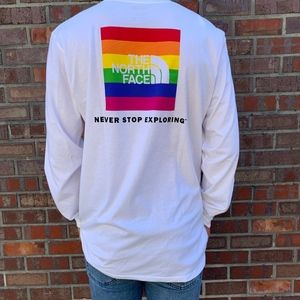 the north face rainbow box logo long sleeve tee
